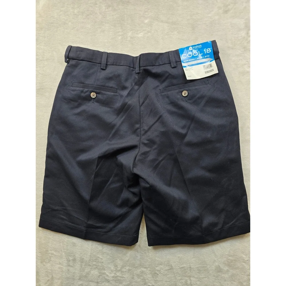 Haggar Cool‎ 18 Golf Shorts Mens 34 Navy Blue Gabardine NEW